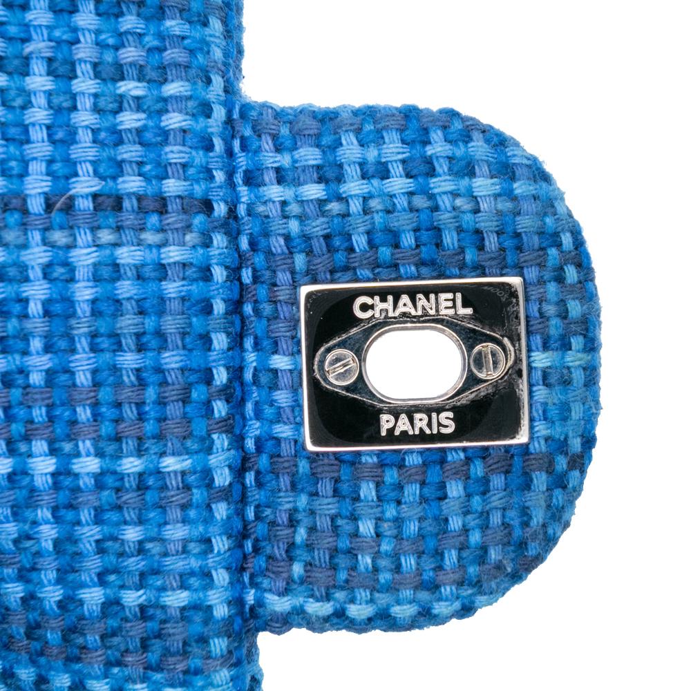 Chanel B Chanel Blue Tweed Fabric Mini Rectangular Classic Single Flap France