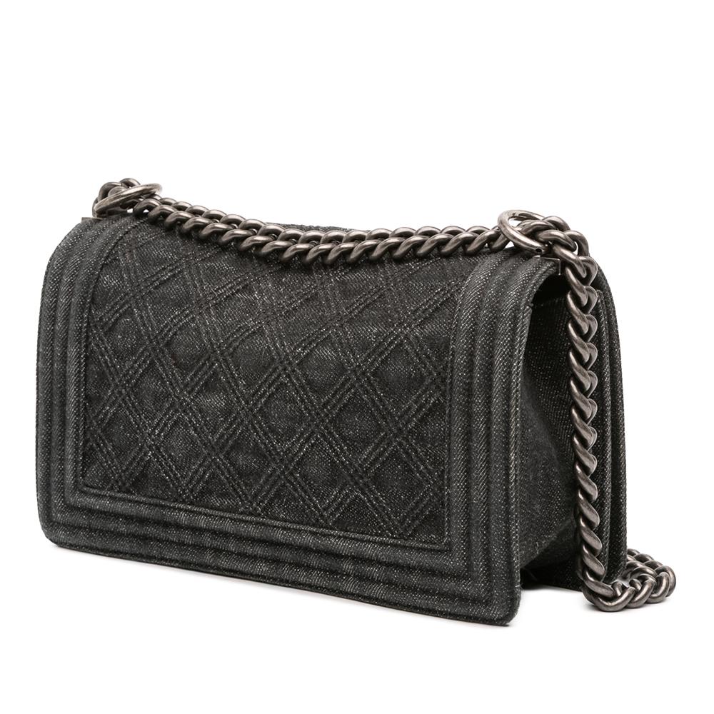 Chanel AB Chanel Gray Dark Gray Denim Fabric Old Medium Quilted Boy Flap Italy