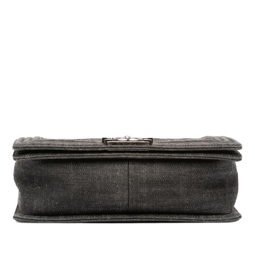 Chanel AB Chanel Gray Dark Gray Denim Fabric Old Medium Quilted Boy Flap Italy