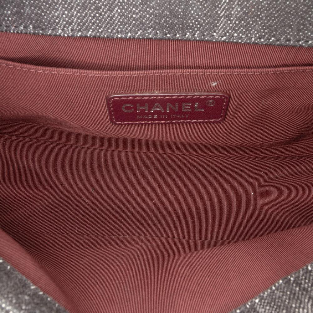 Chanel AB Chanel Gray Dark Gray Denim Fabric Old Medium Quilted Boy Flap Italy