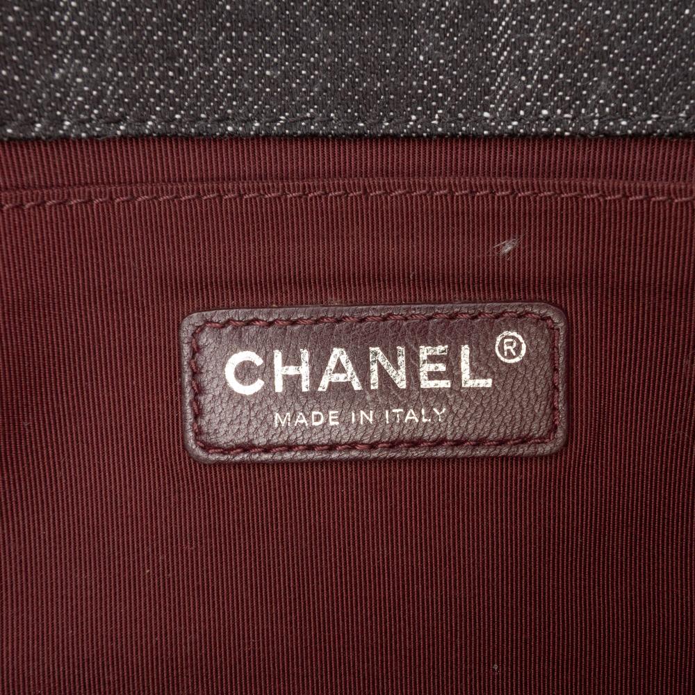 Chanel AB Chanel Gray Dark Gray Denim Fabric Old Medium Quilted Boy Flap Italy