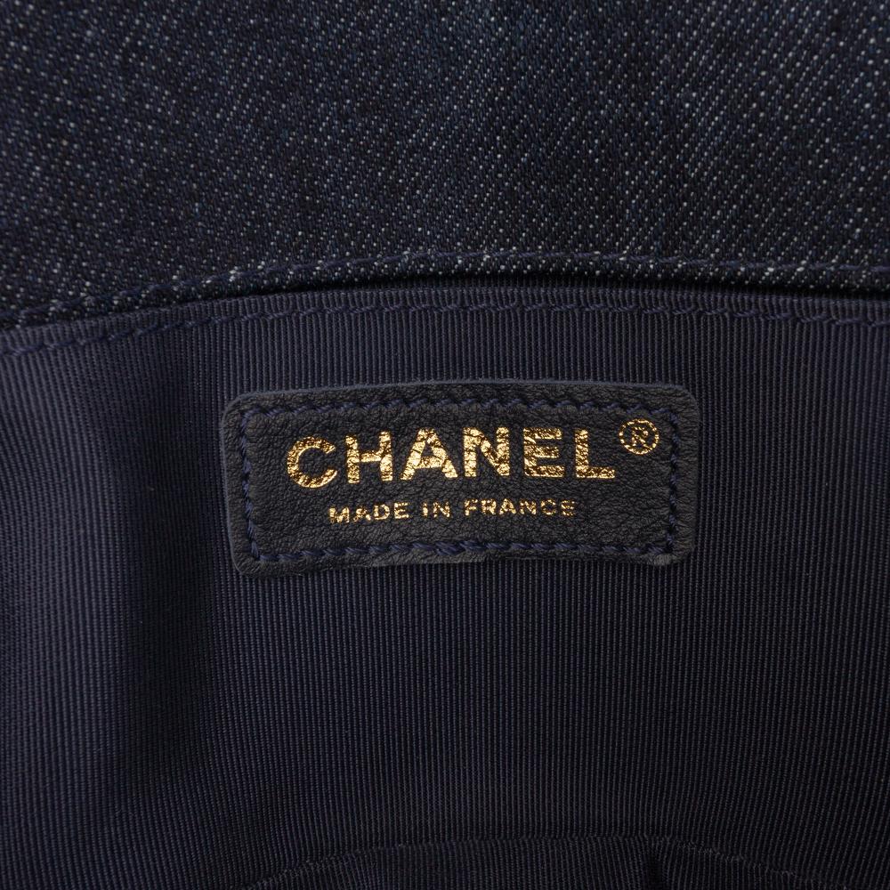 Chanel AB Chanel Blue Navy with Multi Denim Fabric Small Quilted and Tweed Boy Flap France