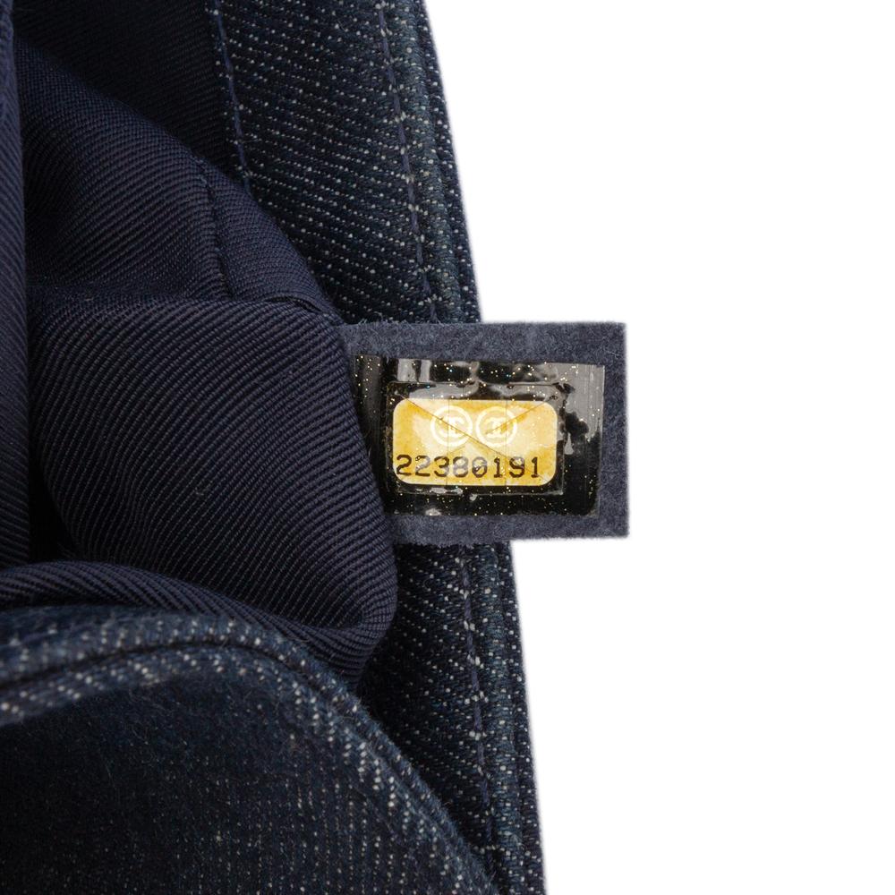 Chanel AB Chanel Blue Navy with Multi Denim Fabric Small Quilted and Tweed Boy Flap France