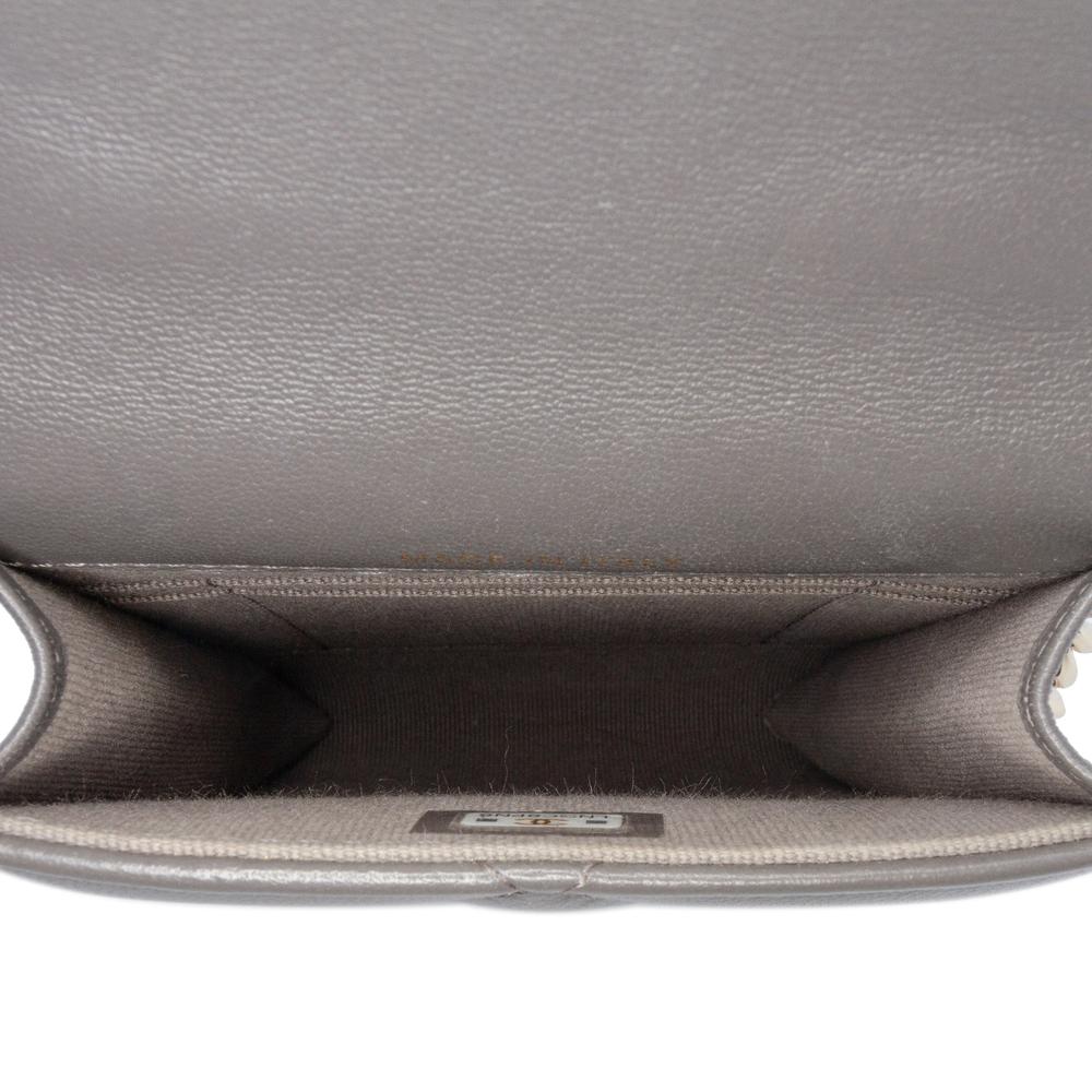 Chanel B Chanel Gray Lambskin Leather Leather Lambskin 19 Phone Holder with Chain Italy