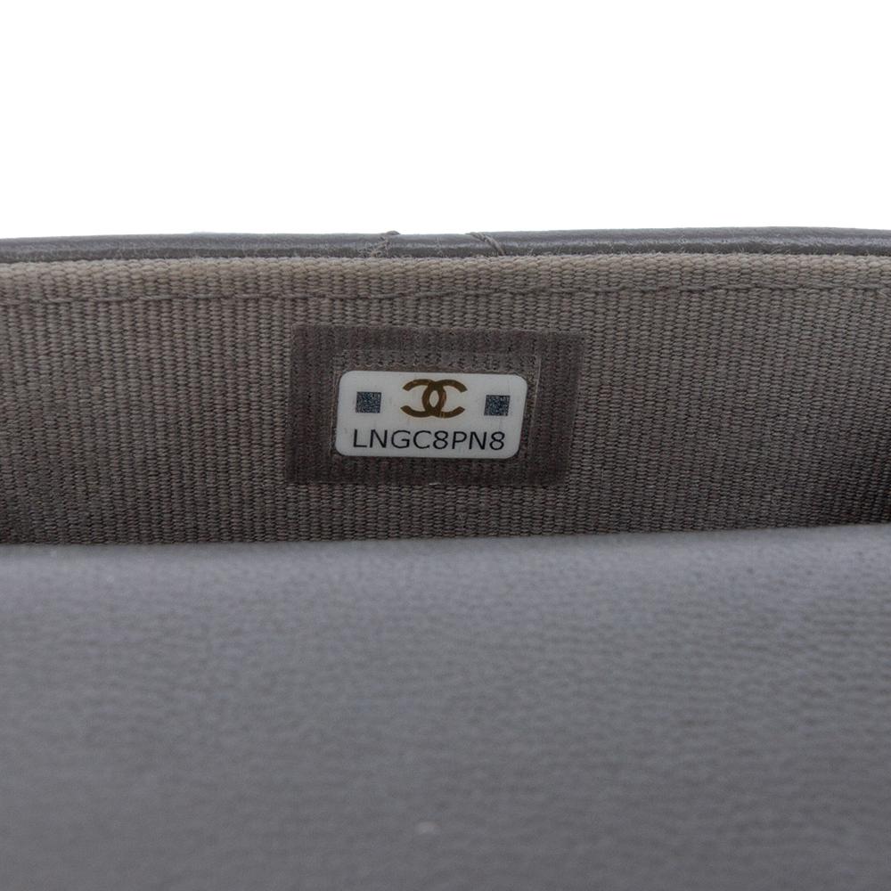 Chanel B Chanel Gray Lambskin Leather Leather Lambskin 19 Phone Holder with Chain Italy