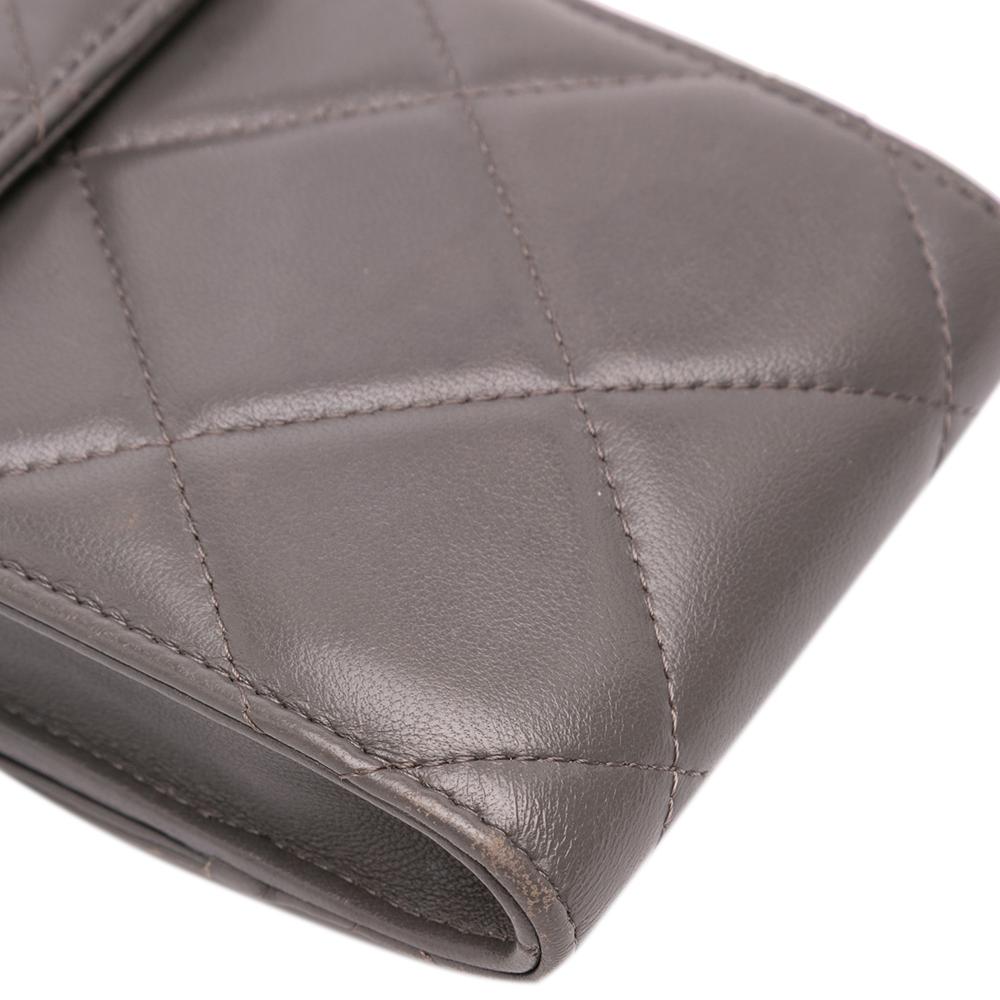 Chanel B Chanel Gray Lambskin Leather Leather Lambskin 19 Phone Holder with Chain Italy