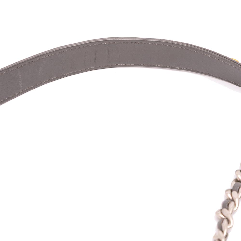 Chanel B Chanel Gray Lambskin Leather Leather Lambskin 19 Phone Holder with Chain Italy