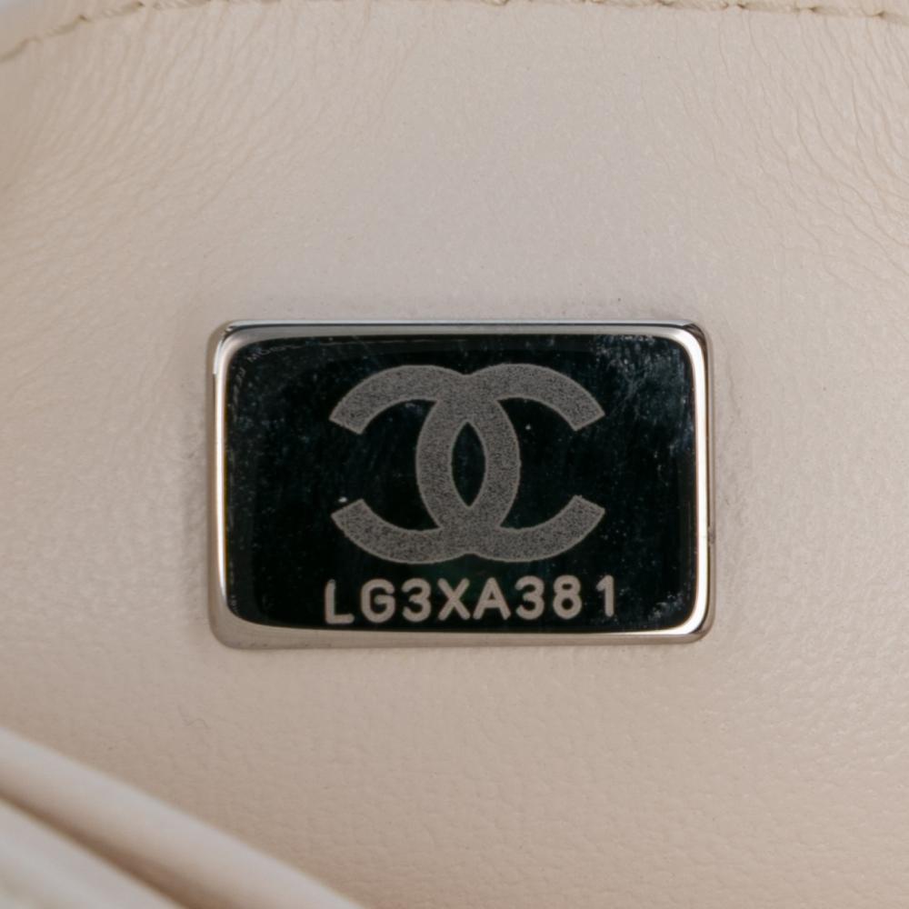 Chanel AB Chanel White Ivory Patent Leather Leather Small Patent Camellia Single Flap France