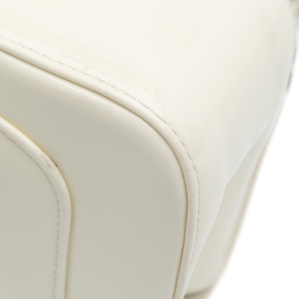 Chanel AB Chanel White Ivory Patent Leather Leather Small Patent Camellia Single Flap France