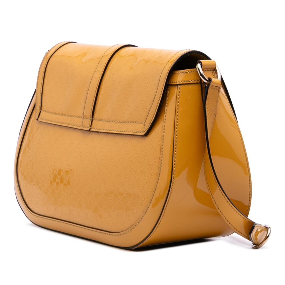 Gucci B Gucci Yellow Patent Leather Leather Microguccissima Patent Stirrup Crossbody Italy