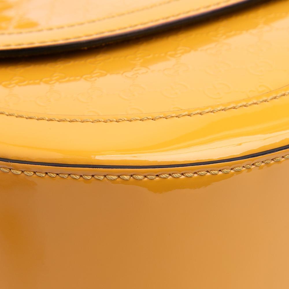 Gucci B Gucci Yellow Patent Leather Leather Microguccissima Patent Stirrup Crossbody Italy