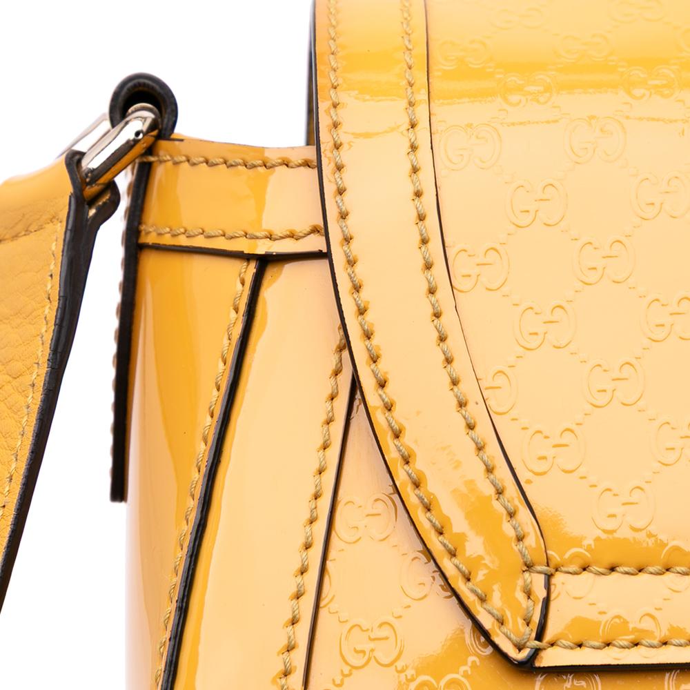 Gucci B Gucci Yellow Patent Leather Leather Microguccissima Patent Stirrup Crossbody Italy
