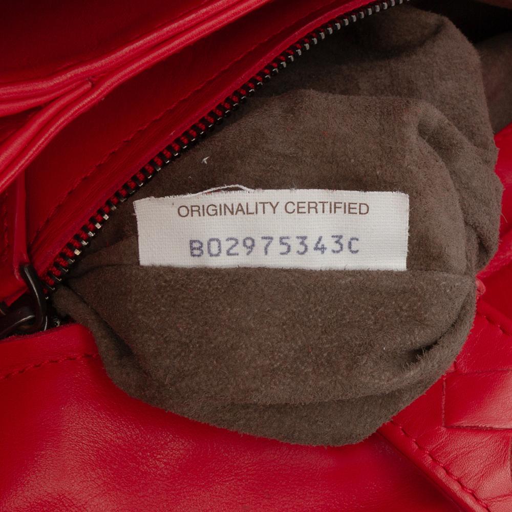 Bottega Veneta B Bottega Veneta Red Nappa Leather Leather Small Nappa Intrecciato Roma Satchel Italy
