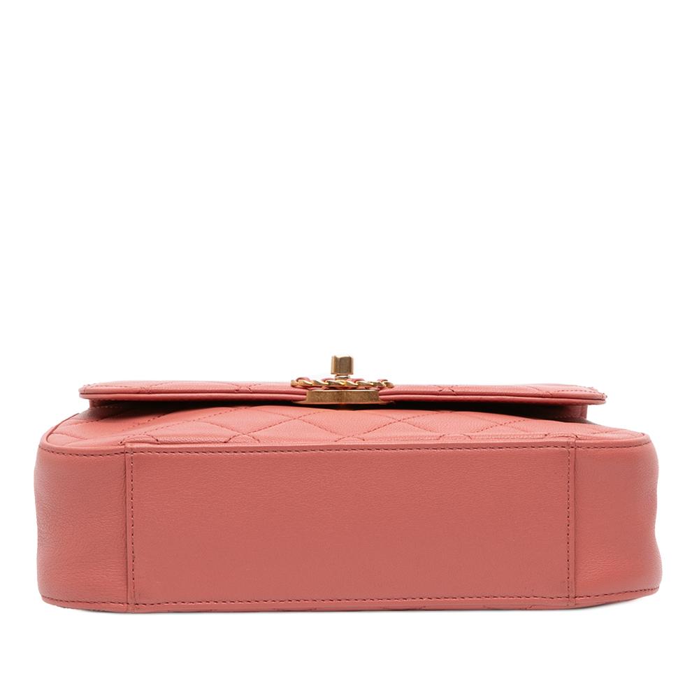 Chanel AB Chanel Pink Salmon Lambskin Leather Leather Quilted Lambskin Chain Infinity Top Handle Bag Italy