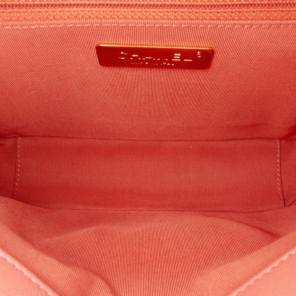 Chanel AB Chanel Pink Salmon Lambskin Leather Leather Quilted Lambskin Chain Infinity Top Handle Bag Italy