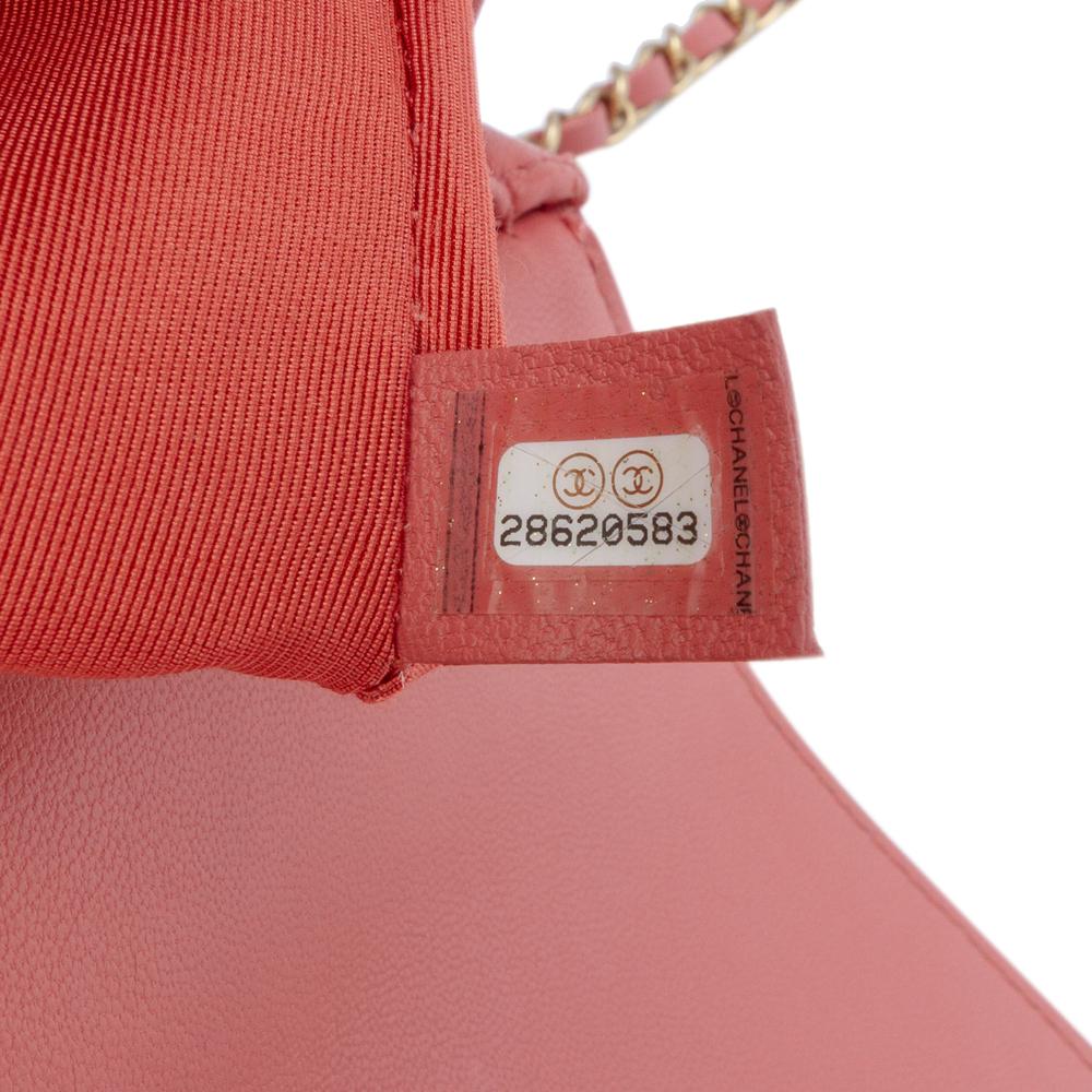 Chanel AB Chanel Pink Salmon Lambskin Leather Leather Quilted Lambskin Chain Infinity Top Handle Bag Italy