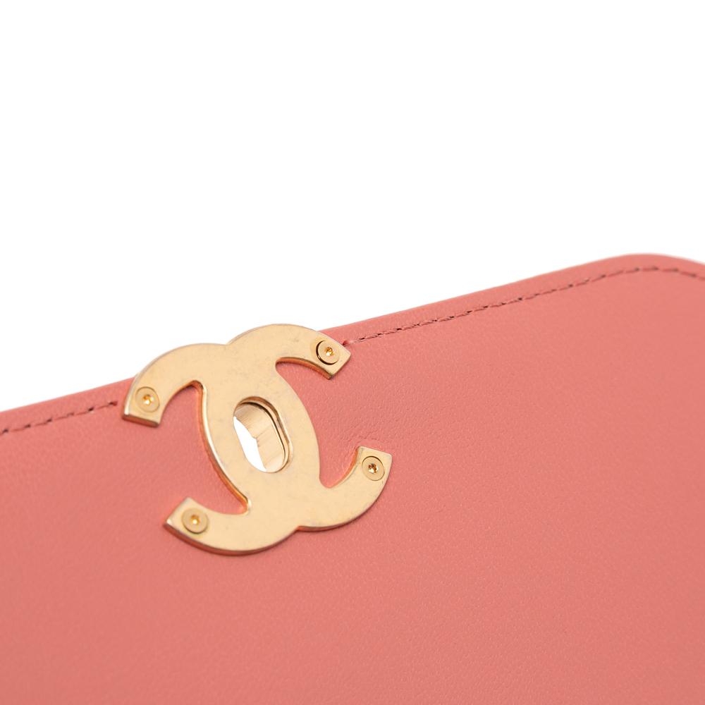 Chanel AB Chanel Pink Salmon Lambskin Leather Leather Quilted Lambskin Chain Infinity Top Handle Bag Italy
