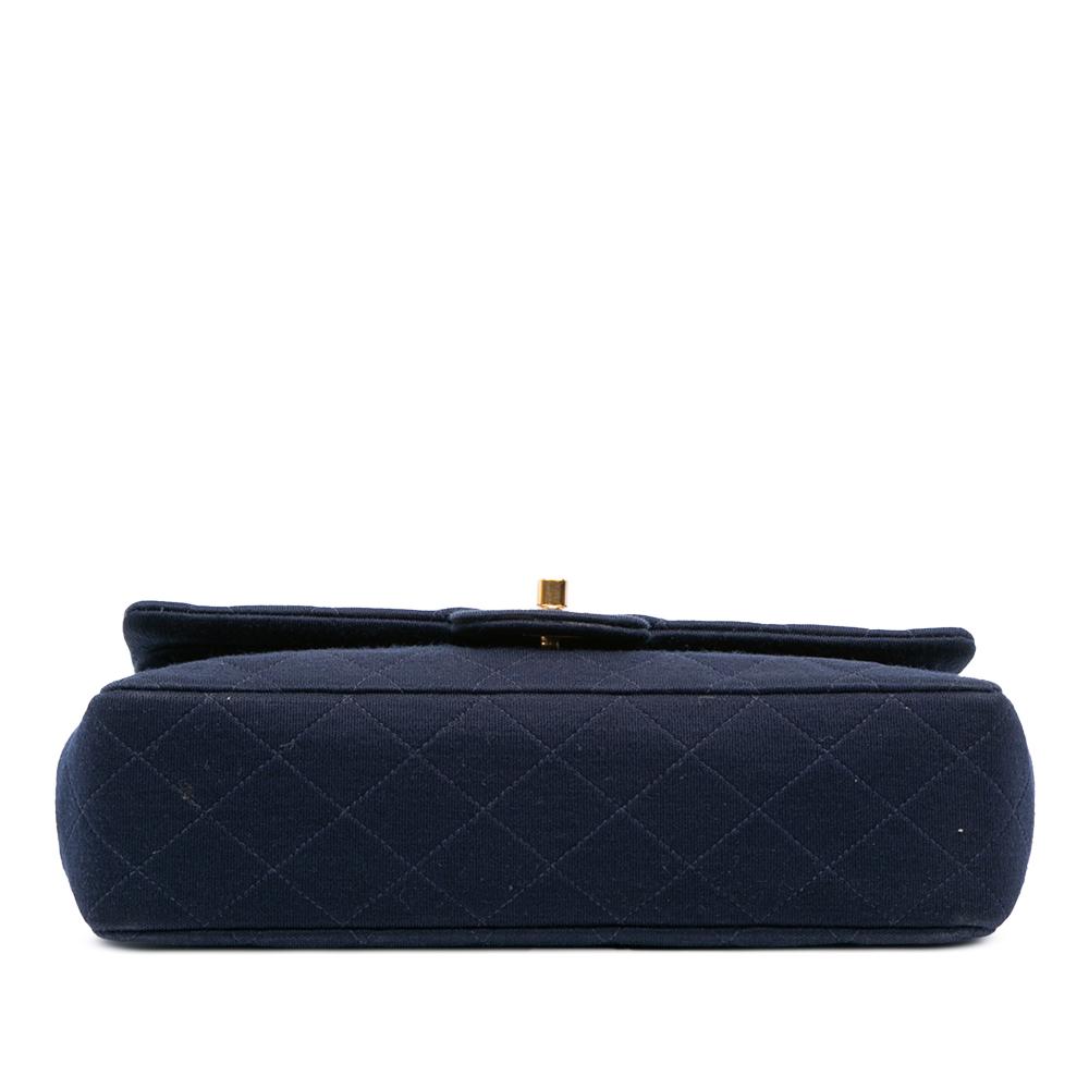 Chanel B Chanel Blue Dark Blue Cotton Fabric Medium Classic Jersey Double Flap France