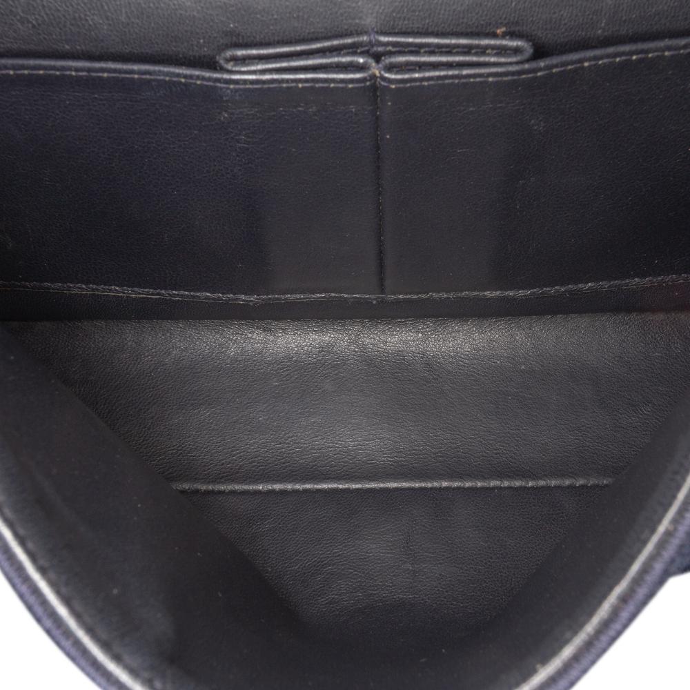 Chanel B Chanel Blue Dark Blue Cotton Fabric Medium Classic Jersey Double Flap France