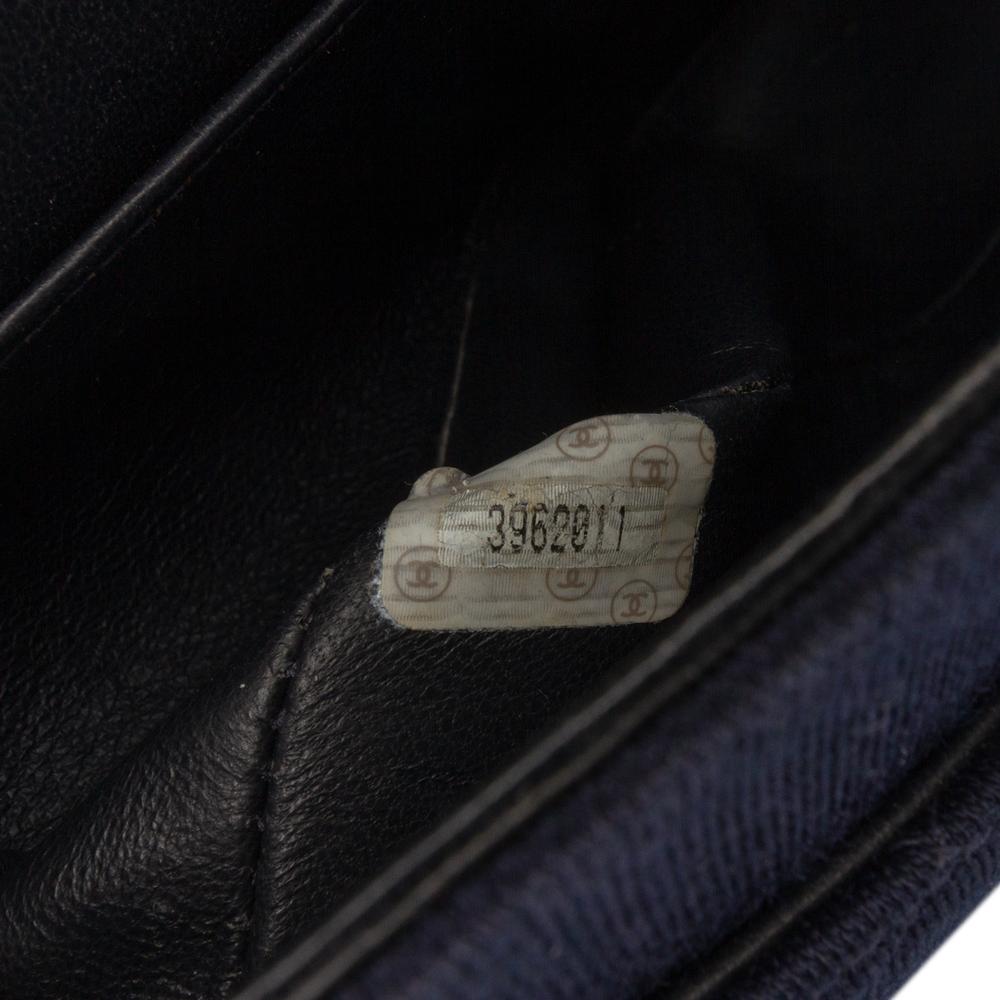 Chanel B Chanel Blue Dark Blue Cotton Fabric Medium Classic Jersey Double Flap France