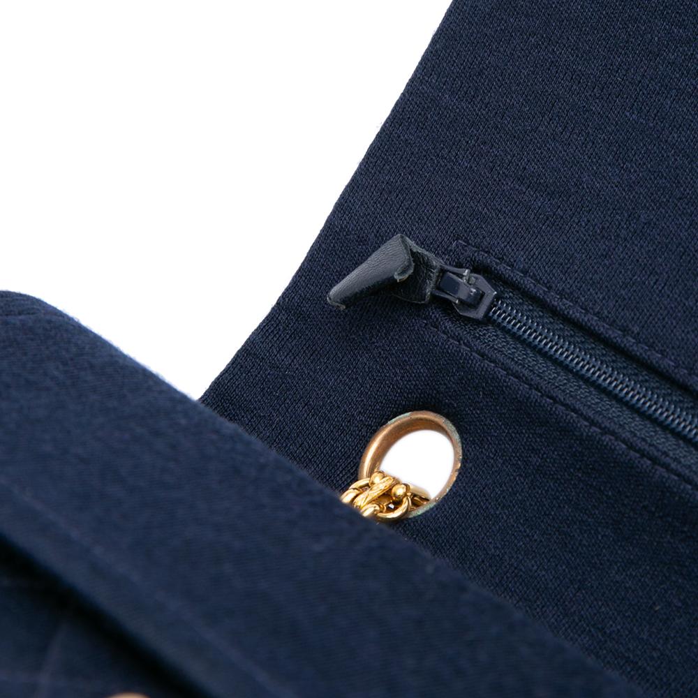 Chanel B Chanel Blue Dark Blue Cotton Fabric Medium Classic Jersey Double Flap France