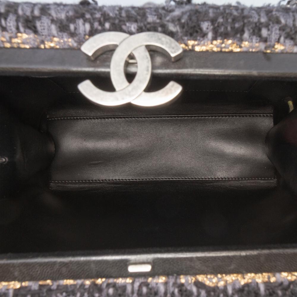 Chanel B Chanel Black with Multi Tweed Fabric Multicolor Quadrato Box Crossbody Bag Italy