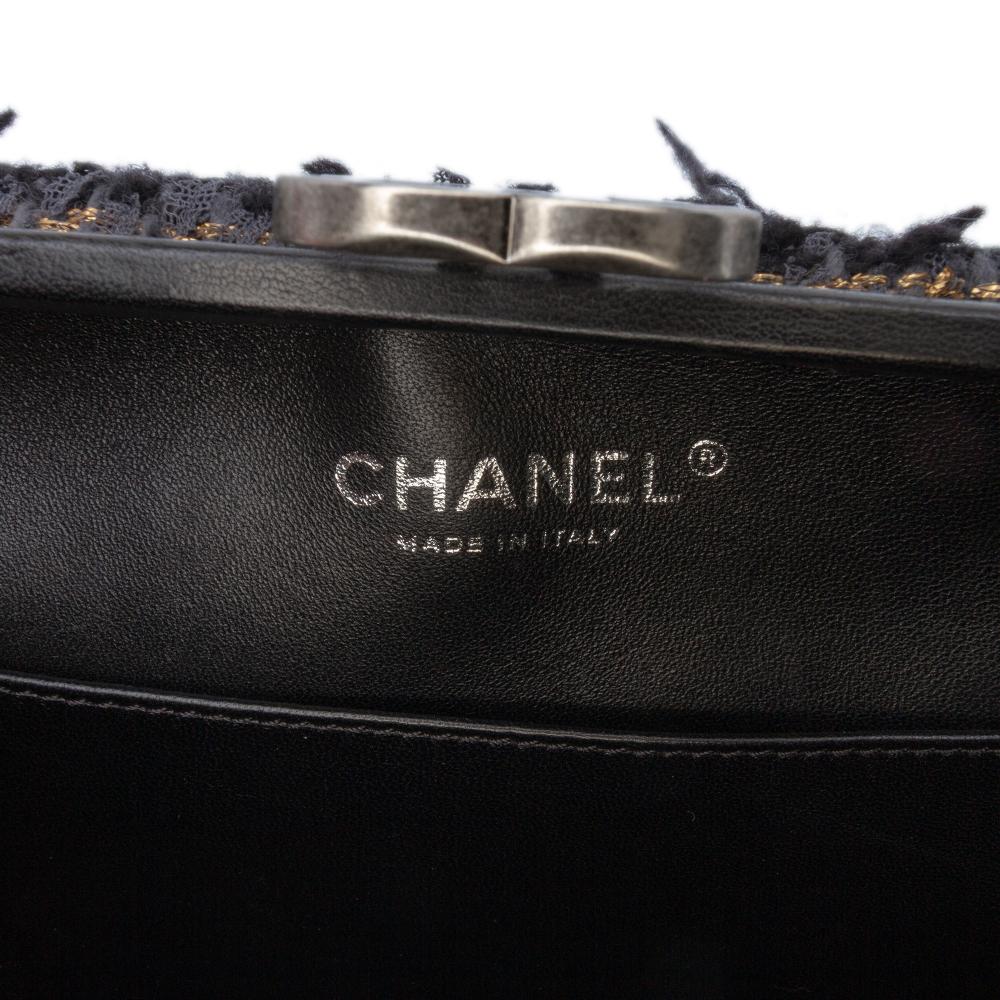 Chanel B Chanel Black with Multi Tweed Fabric Multicolor Quadrato Box Crossbody Bag Italy