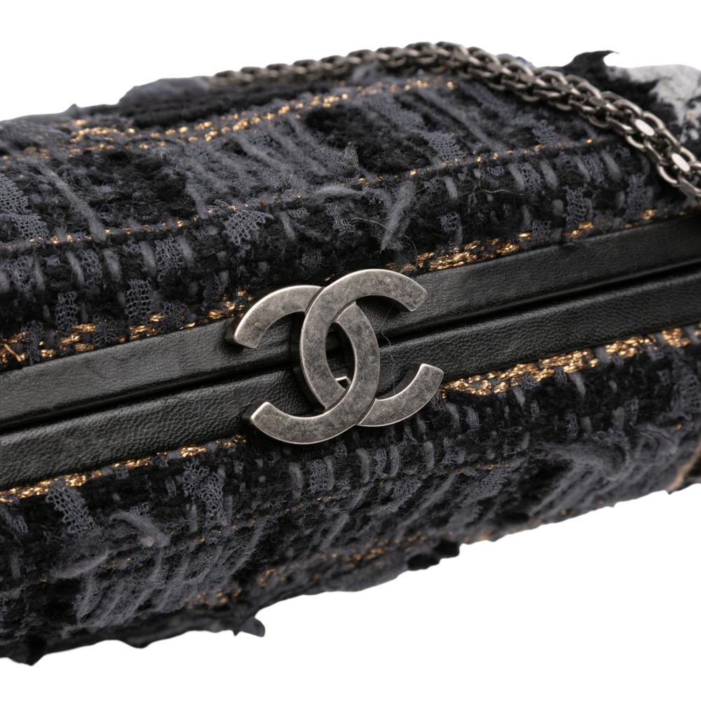 Chanel B Chanel Black with Multi Tweed Fabric Multicolor Quadrato Box Crossbody Bag Italy