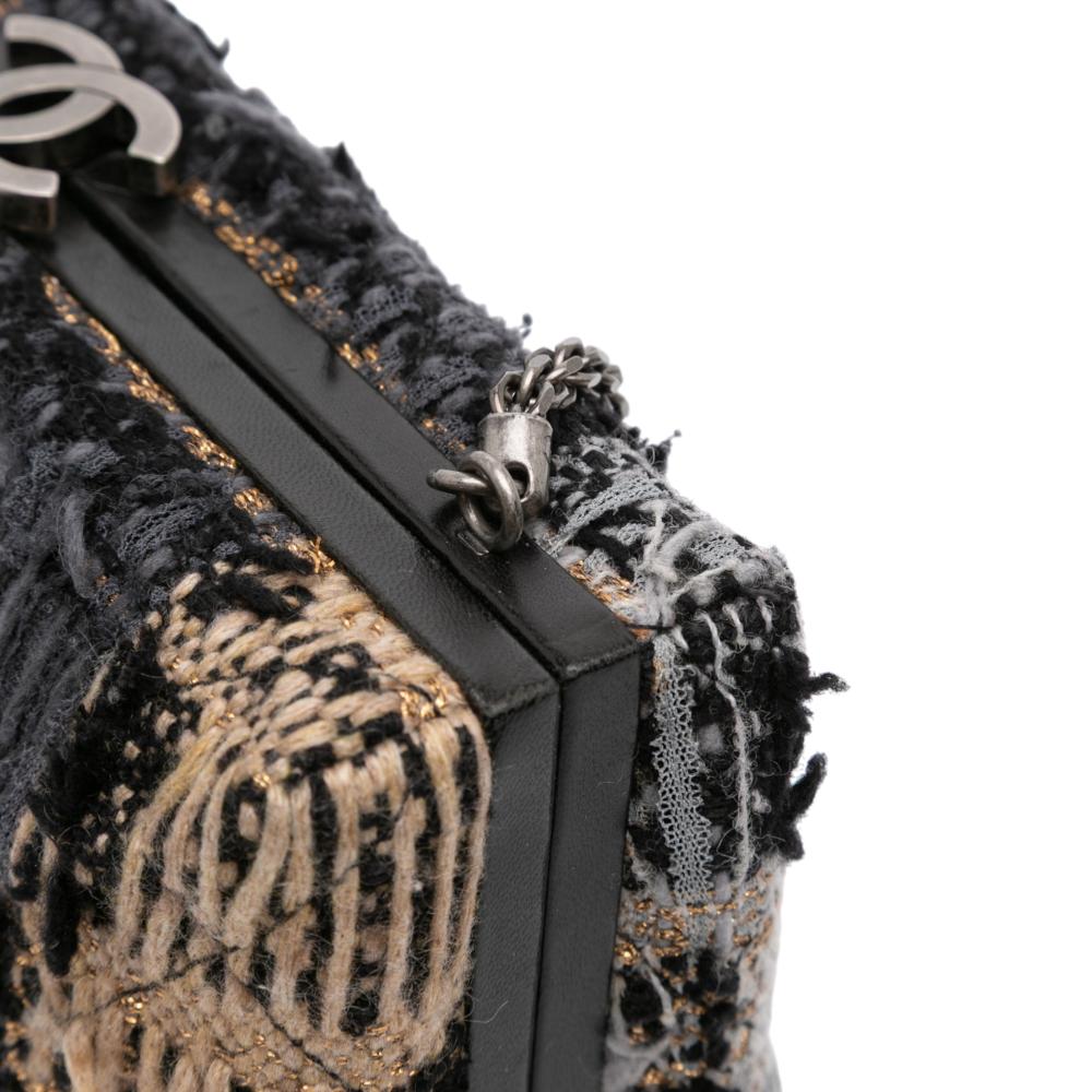 Chanel B Chanel Black with Multi Tweed Fabric Multicolor Quadrato Box Crossbody Bag Italy