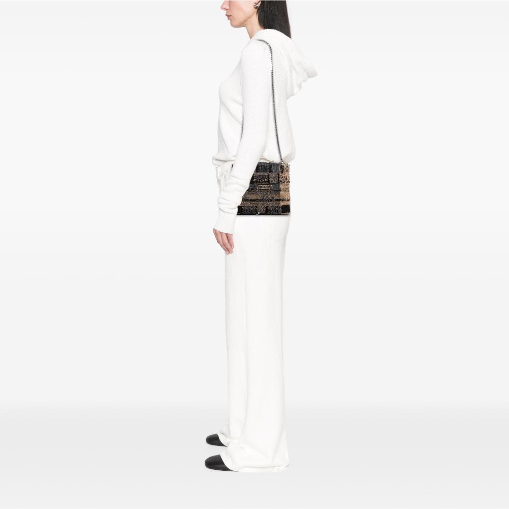 Chanel B Chanel Black with Multi Tweed Fabric Multicolor Quadrato Box Crossbody Bag Italy