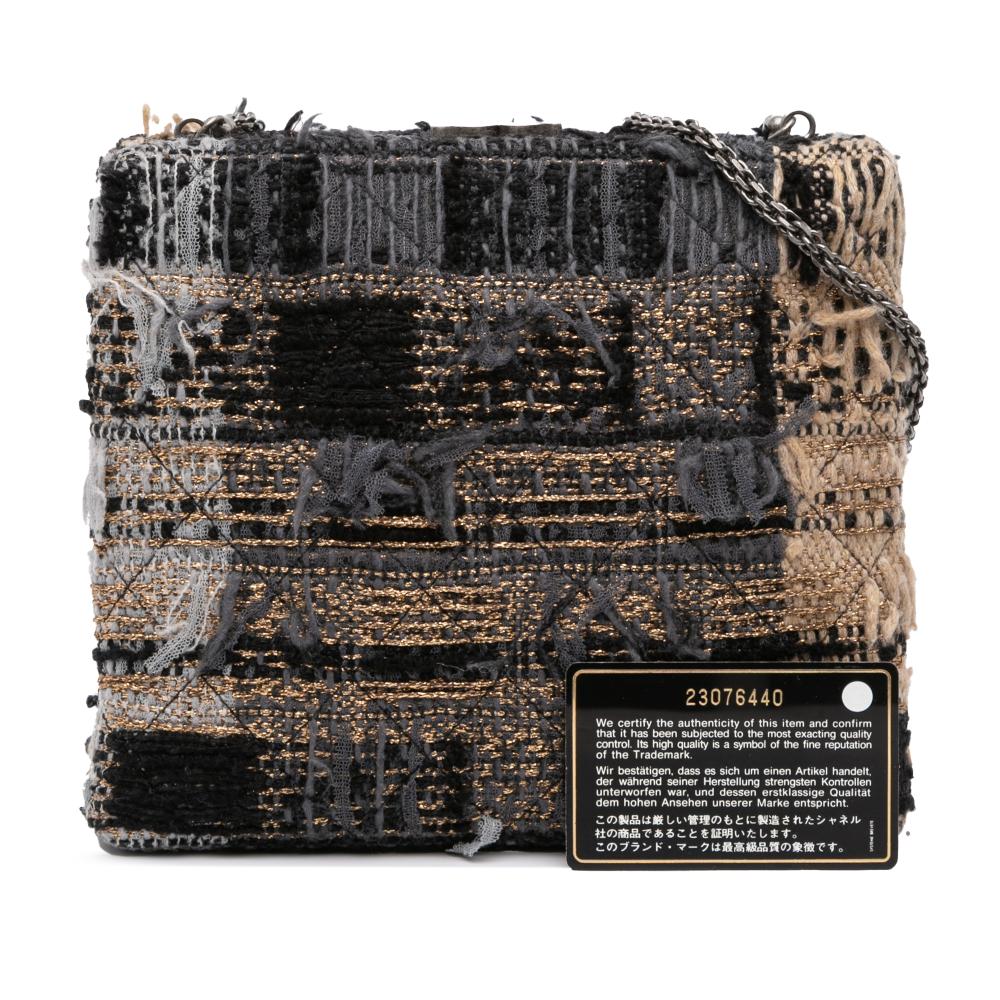 Chanel B Chanel Black with Multi Tweed Fabric Multicolor Quadrato Box Crossbody Bag Italy