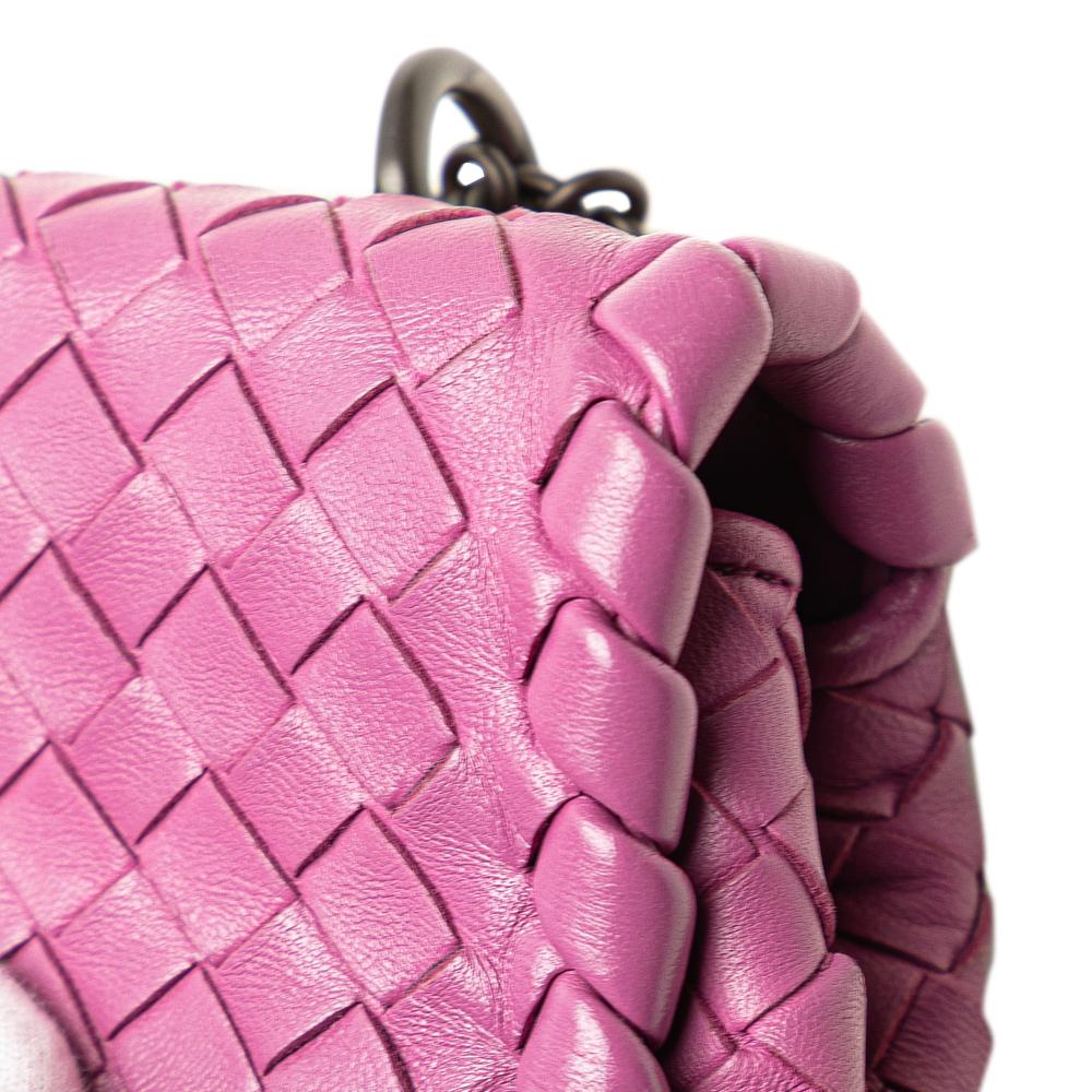 Bottega Veneta B Bottega Veneta Pink Nappa Leather Leather Baby Nappa Intrecciato Olimpia Crossbody Italy