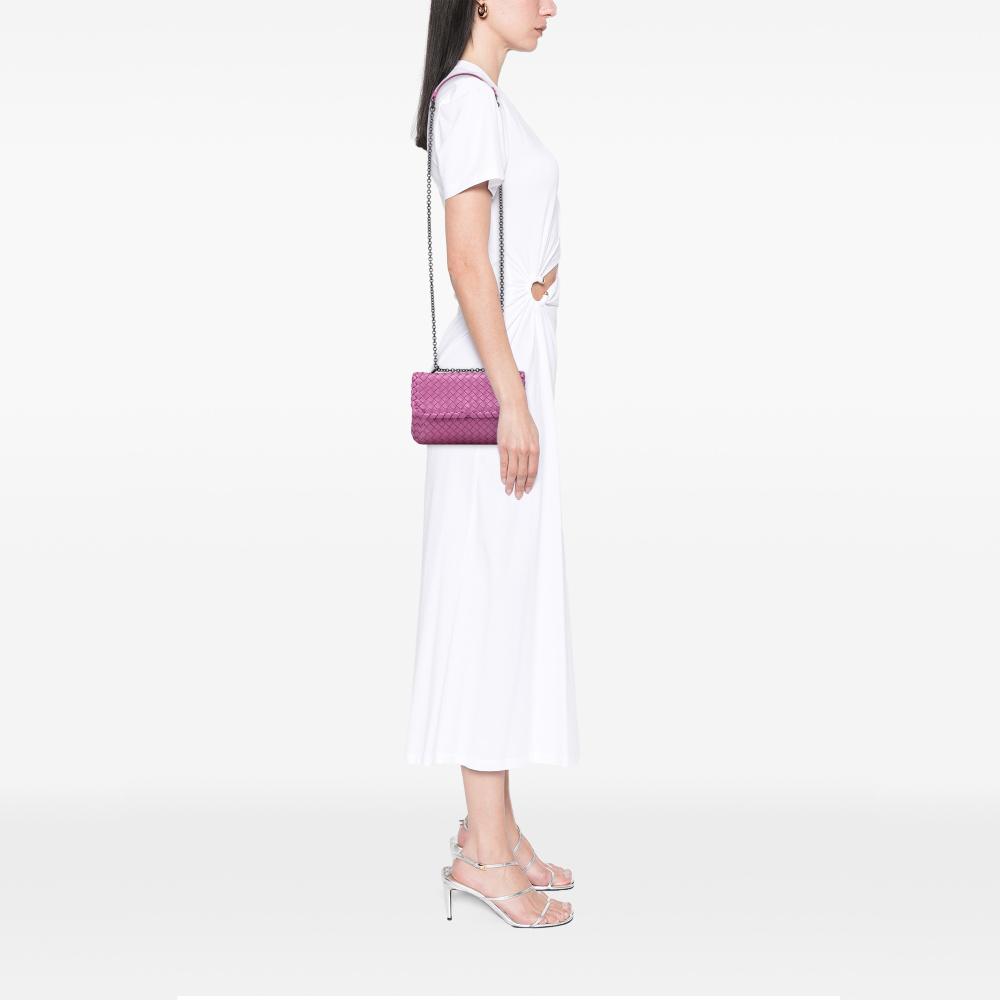 Bottega Veneta B Bottega Veneta Pink Nappa Leather Leather Baby Nappa Intrecciato Olimpia Crossbody Italy