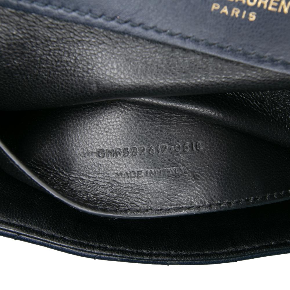 Saint Laurent B Saint Laurent Blue Navy Lambskin Leather Leather Medium Lambskin Monogram Vicky Chain Bag Italy