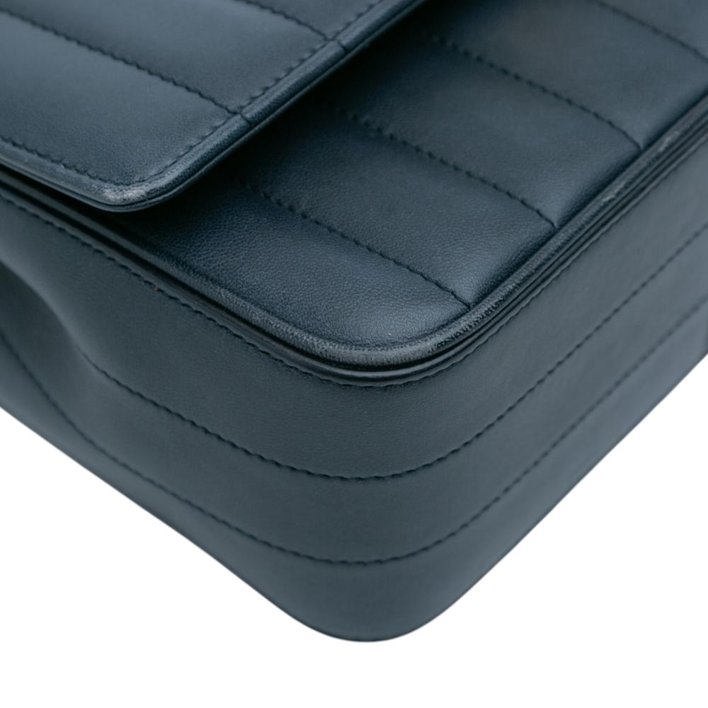 Saint Laurent B Saint Laurent Blue Navy Lambskin Leather Leather Medium Lambskin Monogram Vicky Chain Bag Italy