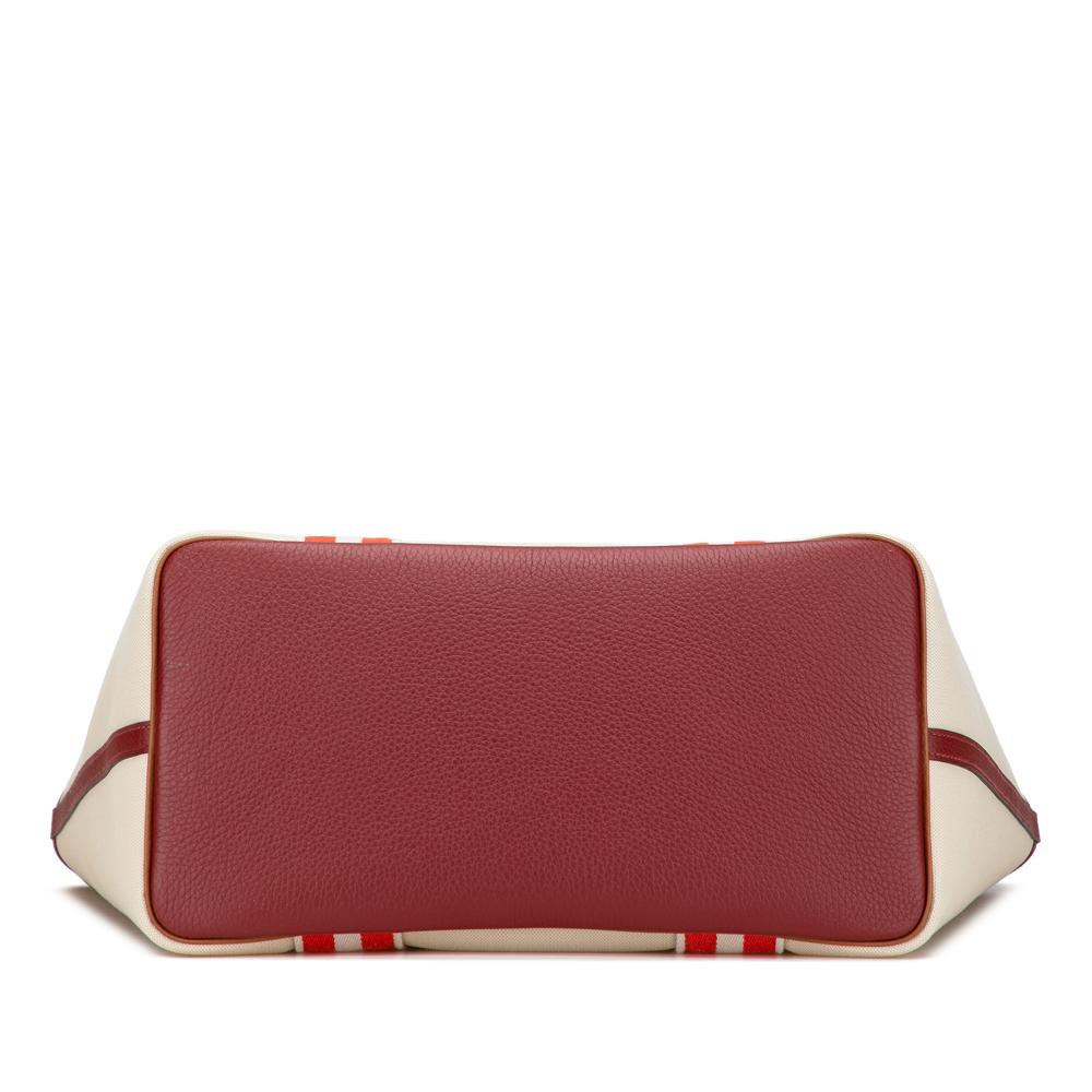 Hermès AB Hermès Brown Beige Canvas Fabric Toile and Clemence Pursangle Tote France