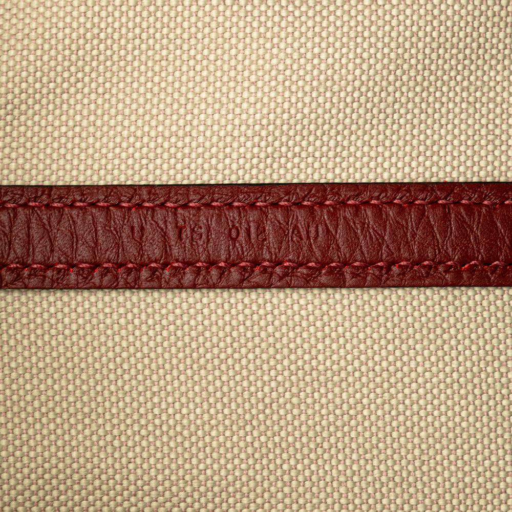 Hermès AB Hermès Brown Beige Canvas Fabric Toile and Clemence Pursangle Tote France