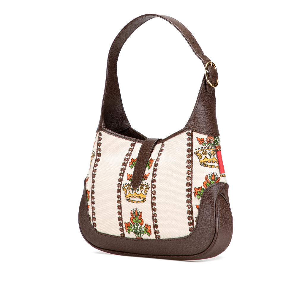 Gucci AB Gucci Brown Light Beige Canvas Fabric Small 100 Centennial Music Jackie 1961 Crossbody Italy