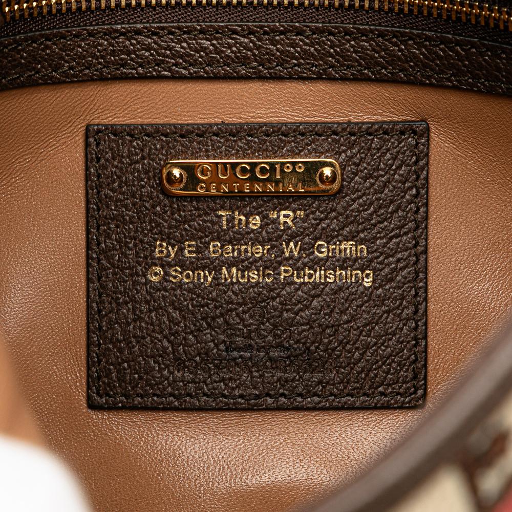 Gucci AB Gucci Brown Light Beige Canvas Fabric Small 100 Centennial Music Jackie 1961 Crossbody Italy