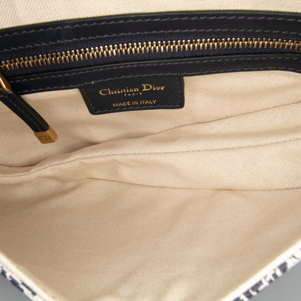 Christian Dior Saddle Canvas Saddle Handbag No Strap Blue