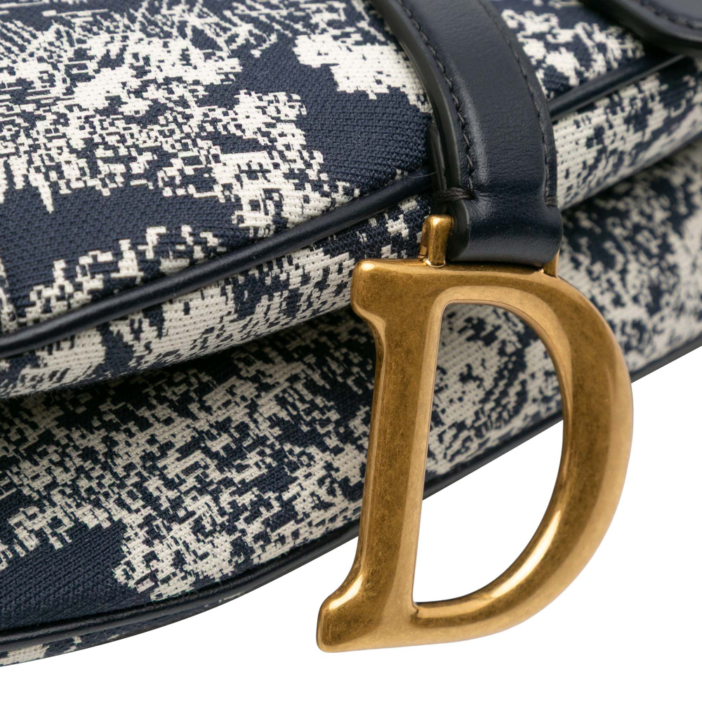 Christian Dior Saddle Canvas Saddle Handbag No Strap Blue