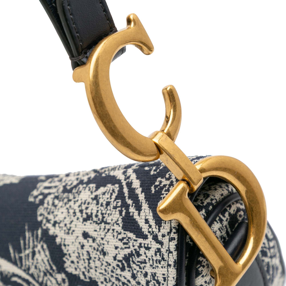 Christian Dior Saddle Canvas Saddle Handbag No Strap Blue