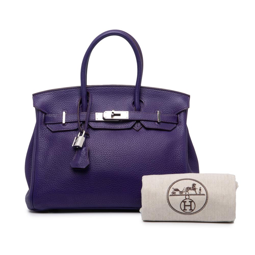 Hermès AB Hermès Purple Violet Calf Leather Clemence Birkin 30 France