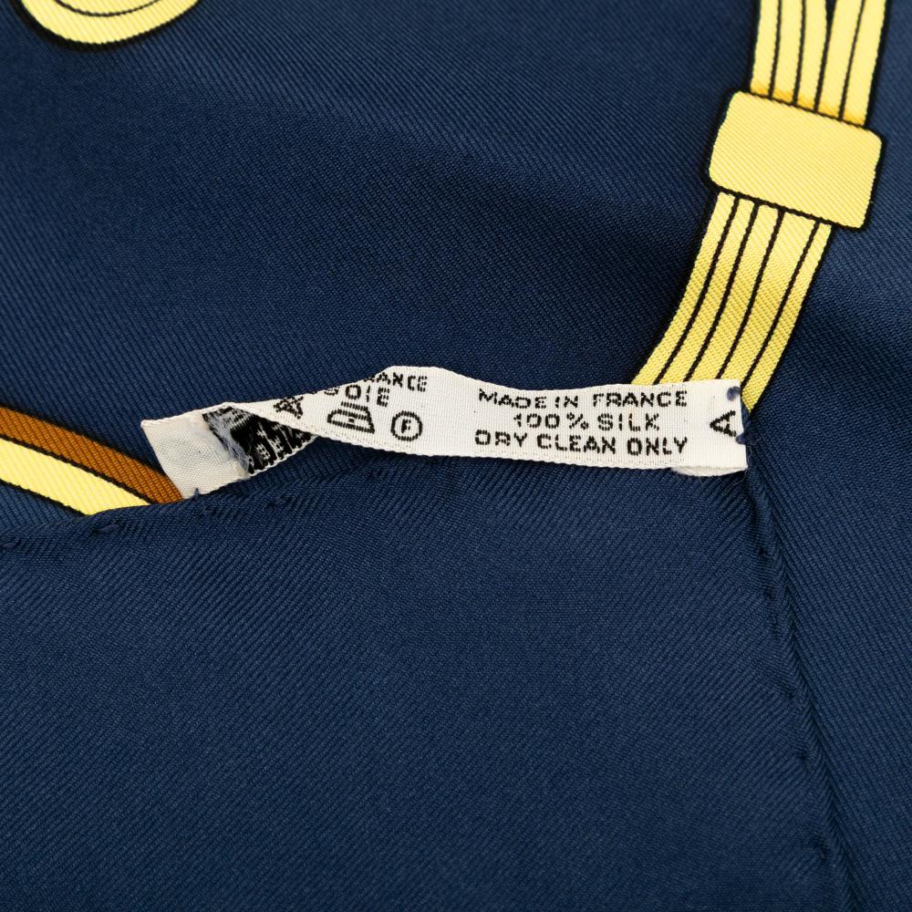 Hermès AB Hermès Blue Navy Silk Fabric Springs Scarf 90 France