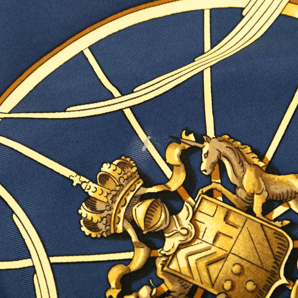 Hermès AB Hermès Blue Navy Silk Fabric Springs Scarf 90 France