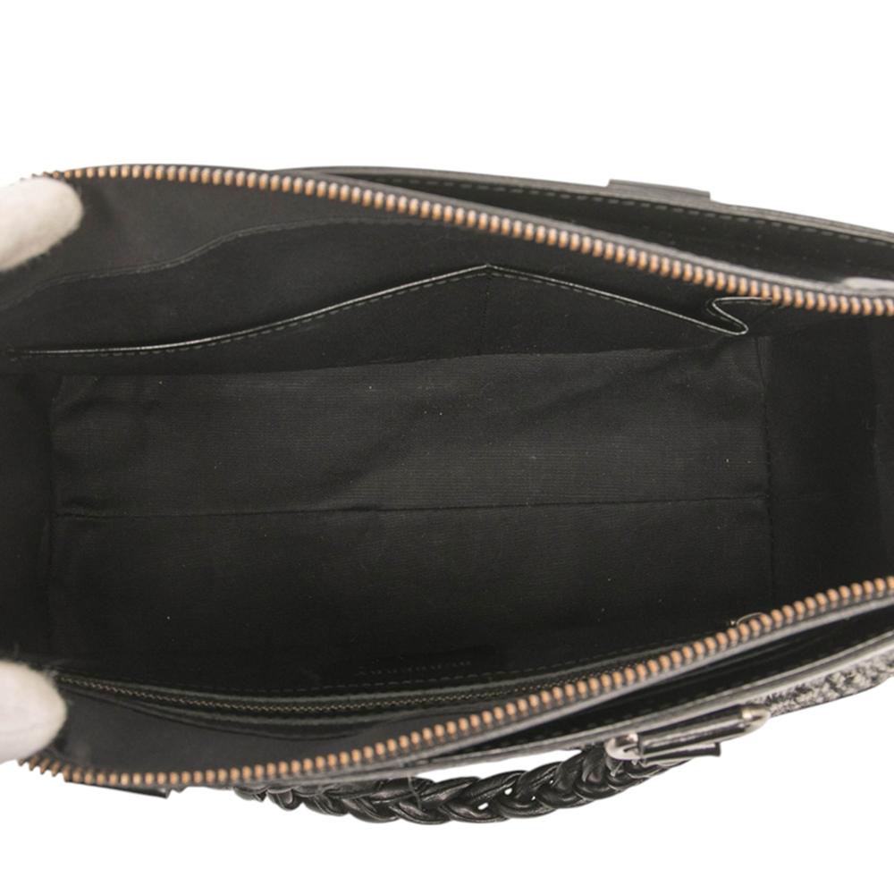 Burberry B Burberry Black Wool Fabric Leather Trimmed Cargo Handbag United Kingdom