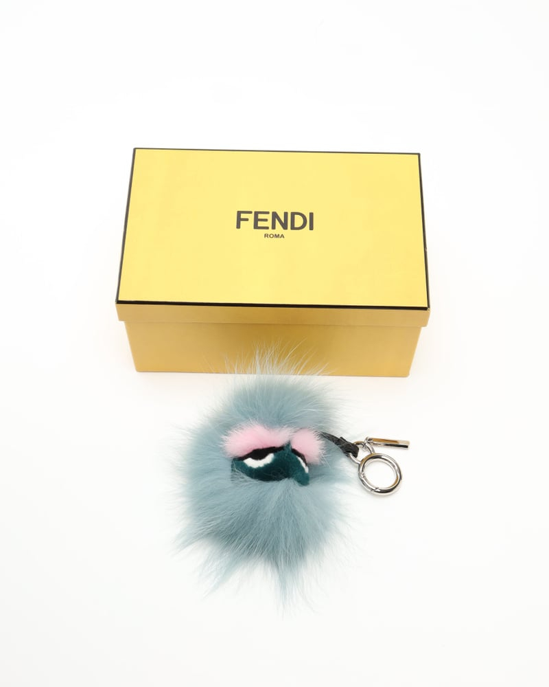 Fendi Fox Mink Fur Vitello Flamingo Mini Bag Bug Charm