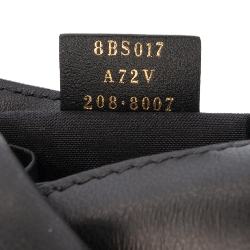 Fendi B Fendi Black Calf Leather Mini Zucca Embossed Baguette Satchel Italy