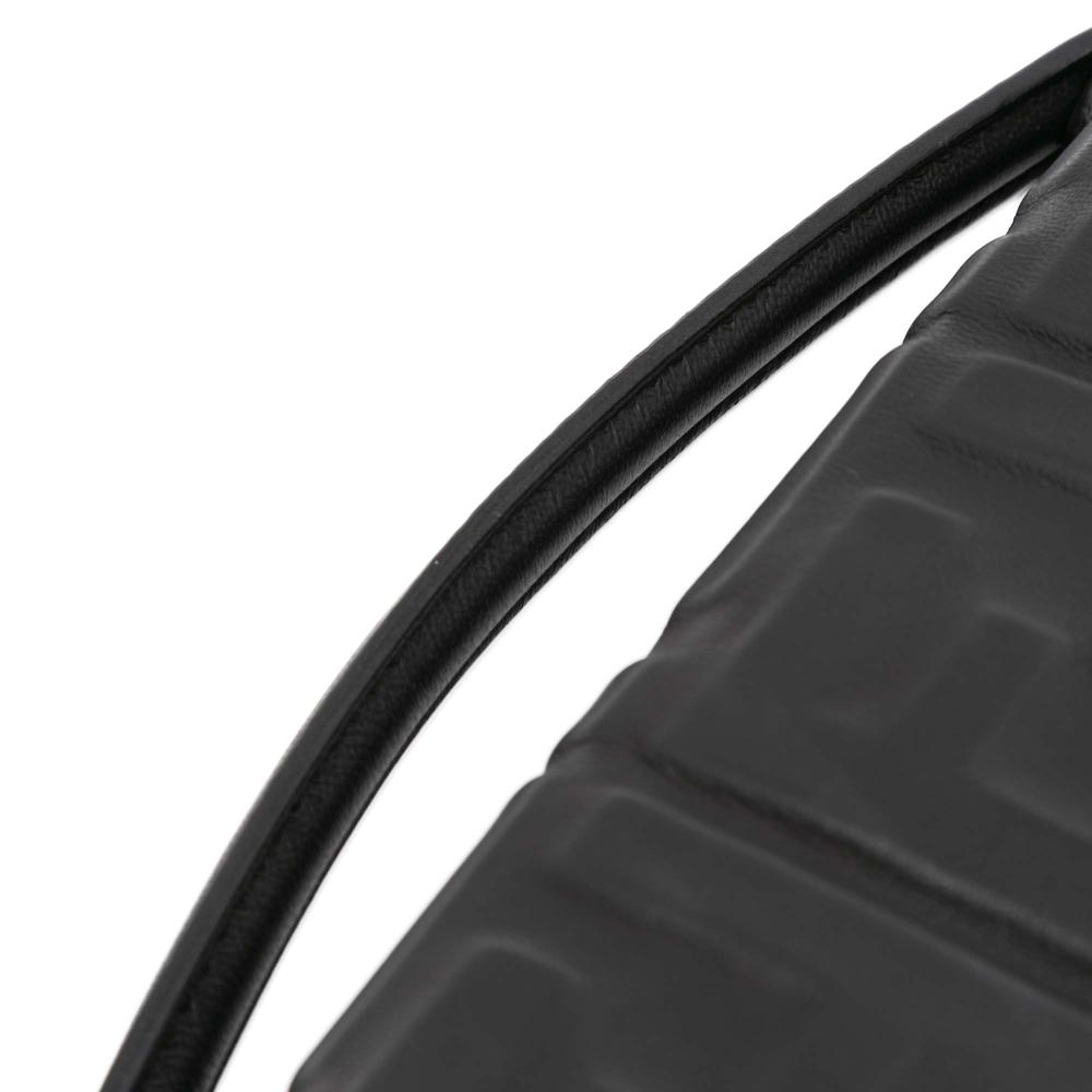 Fendi B Fendi Black Calf Leather Mini Zucca Embossed Baguette Satchel Italy