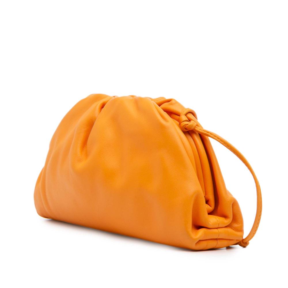 Bottega Veneta AB Bottega Veneta Orange Lambskin Leather Leather Lambskin The Mini Pouch Crossbody Italy